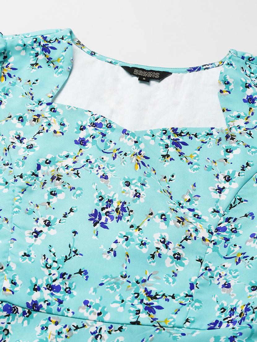 blue polyester aline dress - 21741784 - Standard Image - 4
