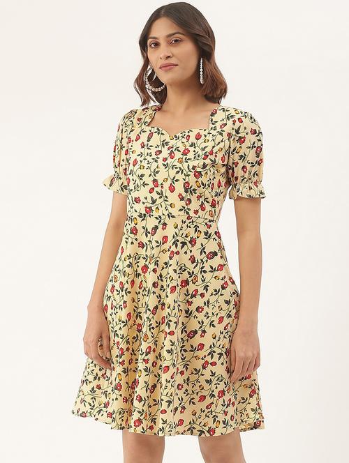 women floral print puff sleeves a-line dress - 21741788 - Standard Image - 0