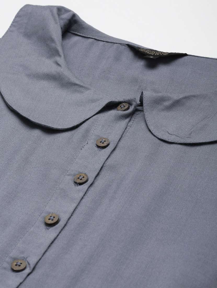 women solid puff sleeves a-line dress - 21741804 -  Standard Image - 4