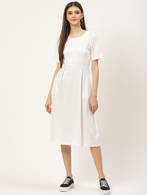 women solid short sleeves a-line dress - 21741807 -  Standard Image - 0