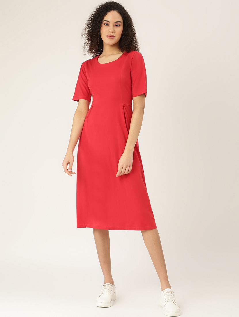 women solid round neck a-line dress - 21741809 - Zoom Image - 0