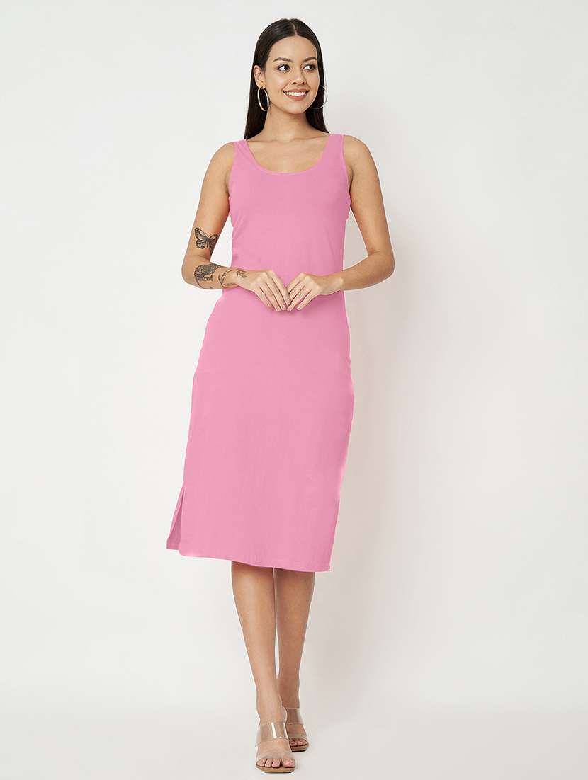 women solid sleeveless sheath dress