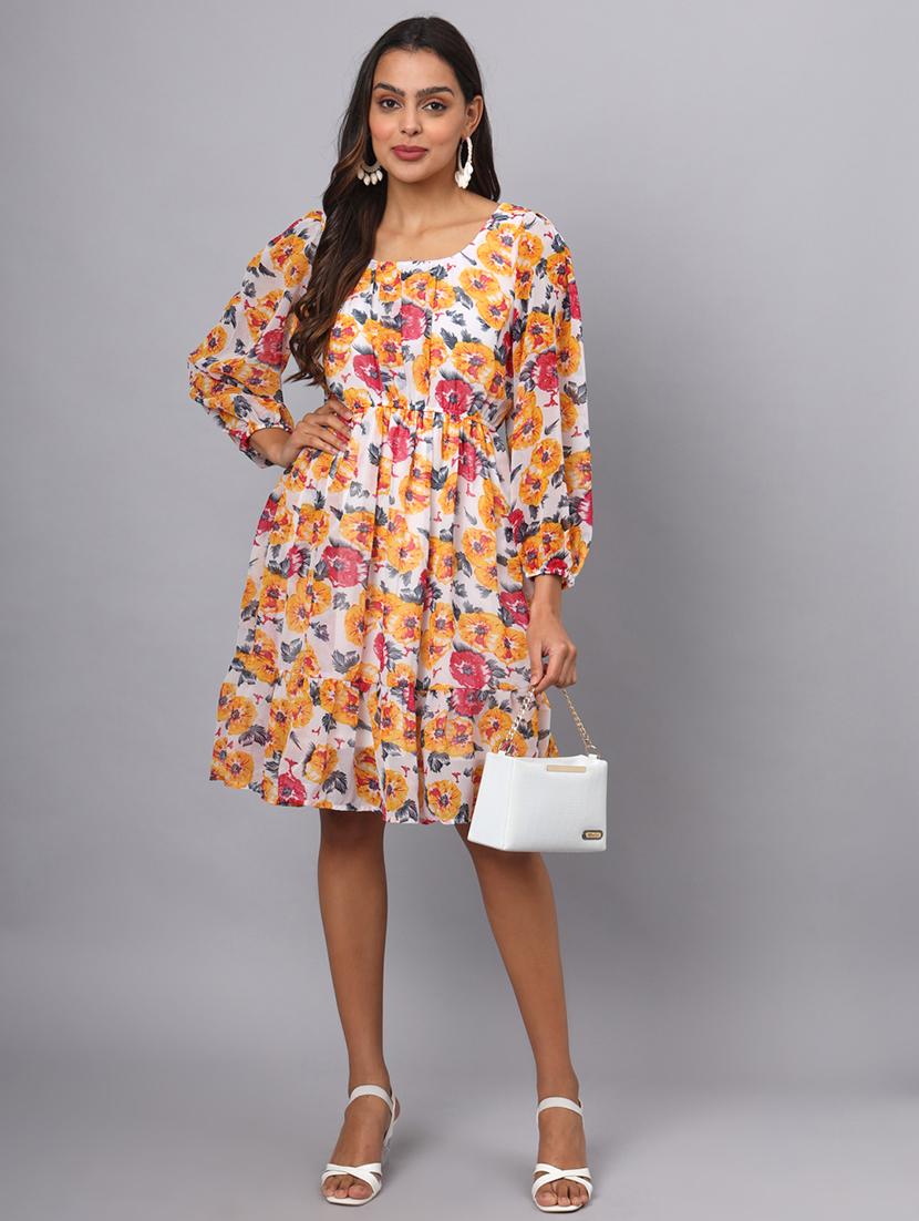 women floral print long sleeves tiered dress - 21741848 - Standard Image - 1