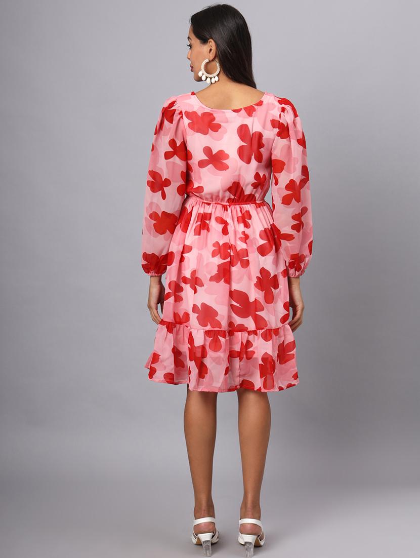women floral print puff sleeves tiered dress - 21741850 - Standard Image - 4