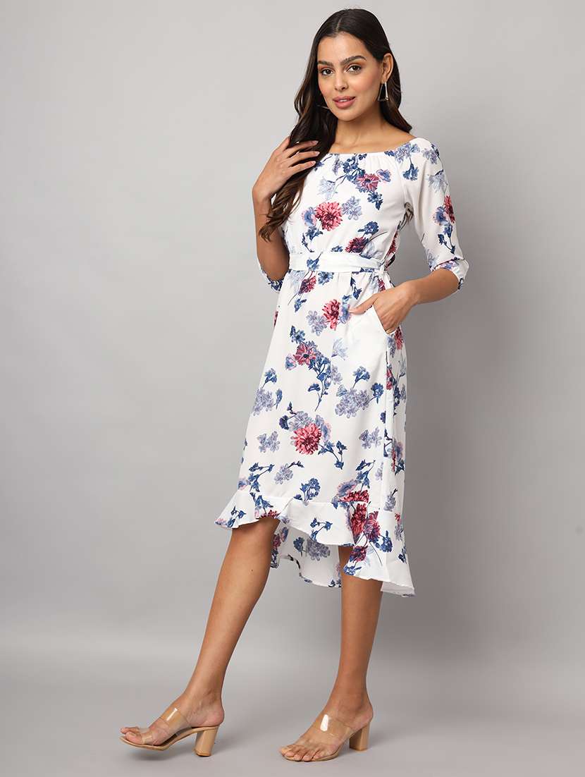 women floral print off shoulder asymmetric dress - 21741861 -  Standard Image - 1