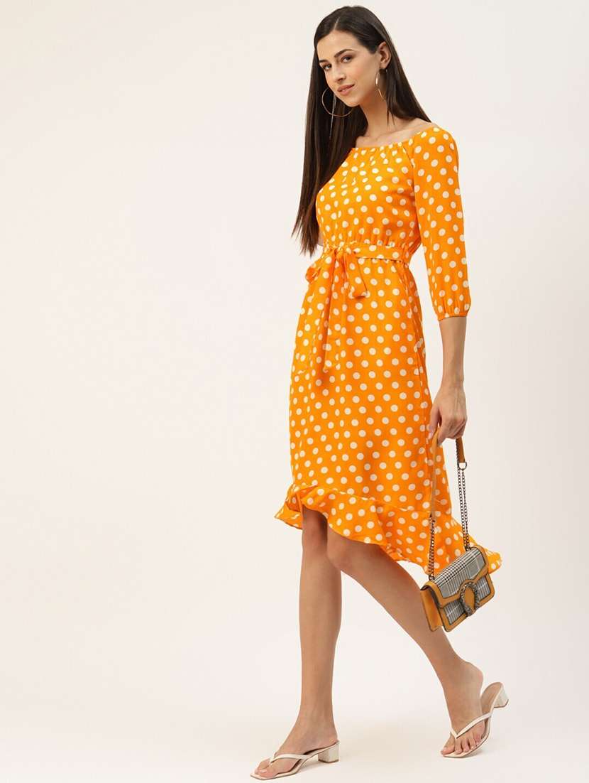 women printed off shoulder asymmetric dress - 21741867 -  Standard Image - 1