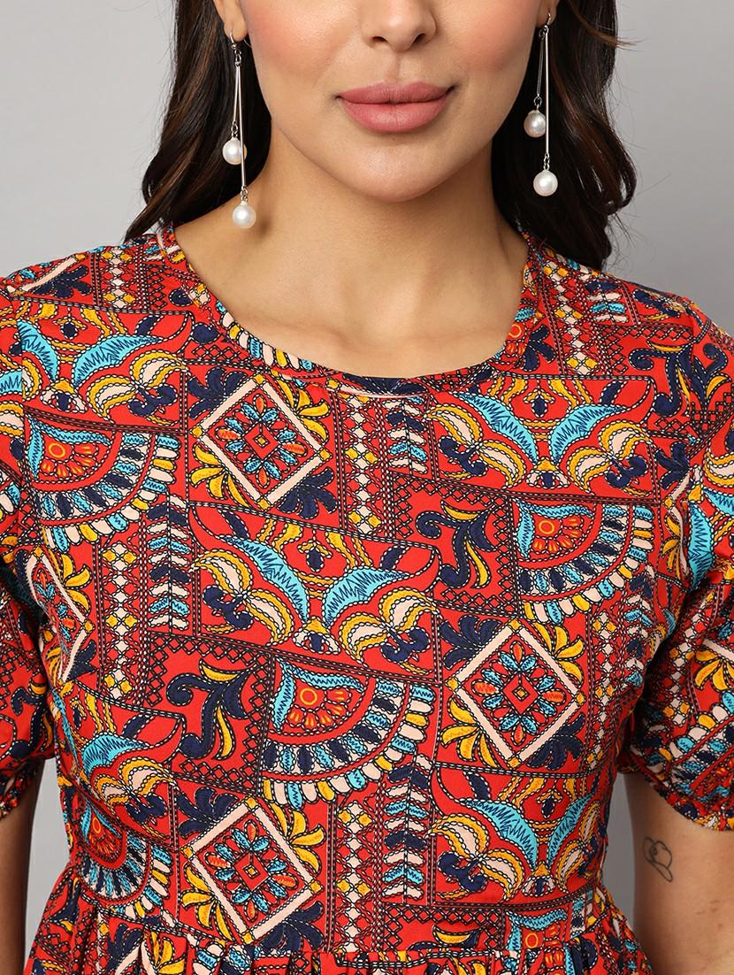 women solid round neck tiered dress - 21741871 - Standard Image - 4