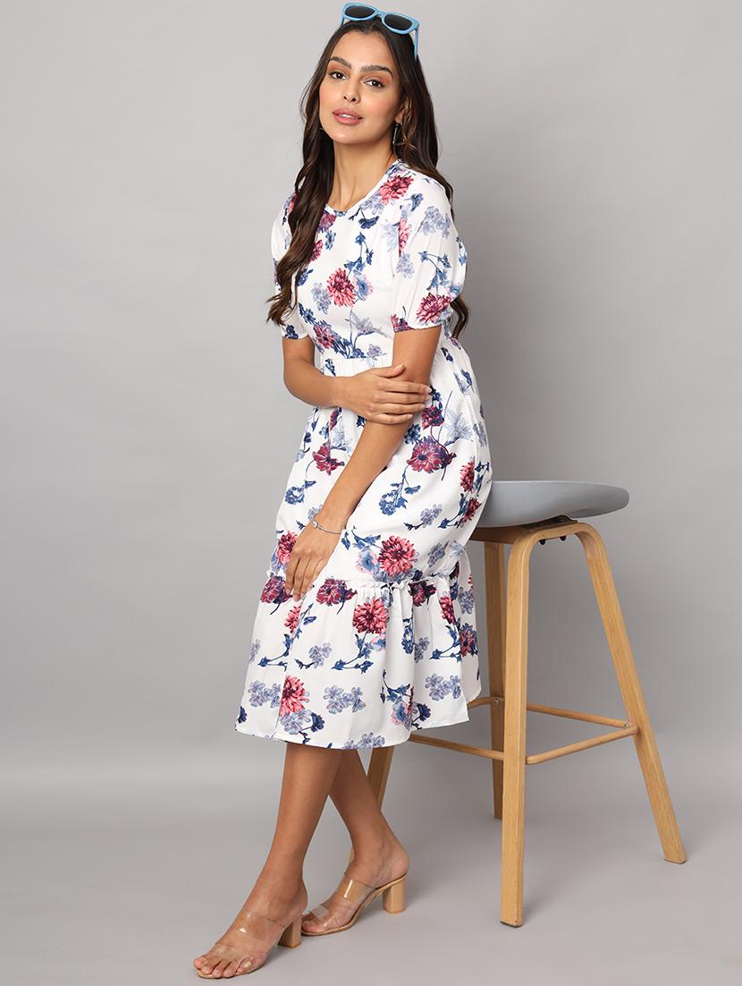 women floral print puff sleeves tiered dress - 21741872 -  Zoom Image - 0