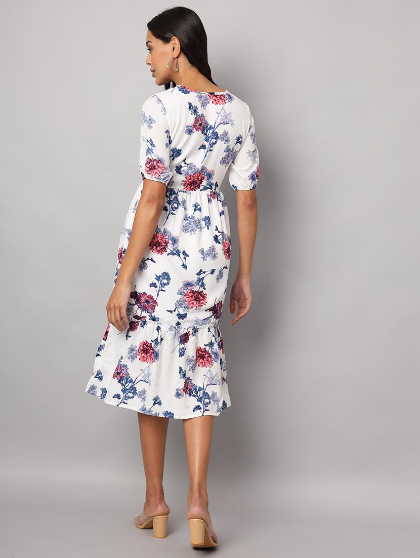 women floral print puff sleeves tiered dress - 21741872 - Standard Image - 4