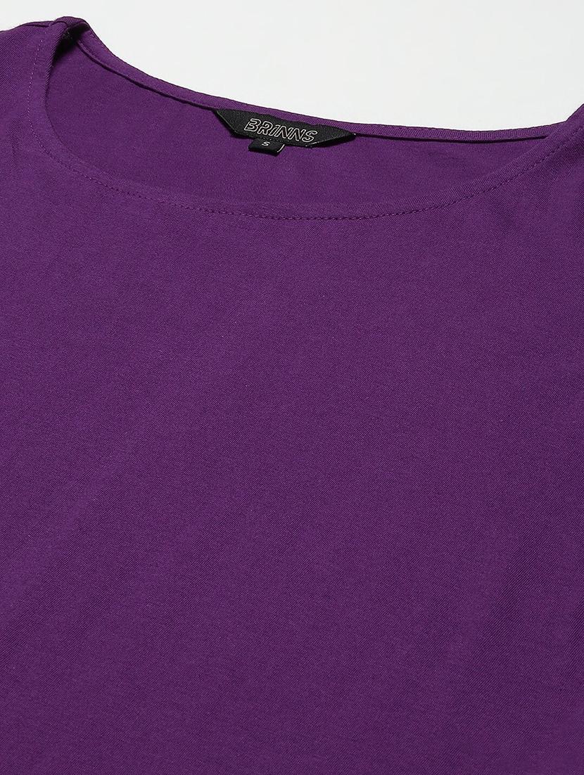 women solid round neck t-shirt dress - 21741923 - Standard Image - 4