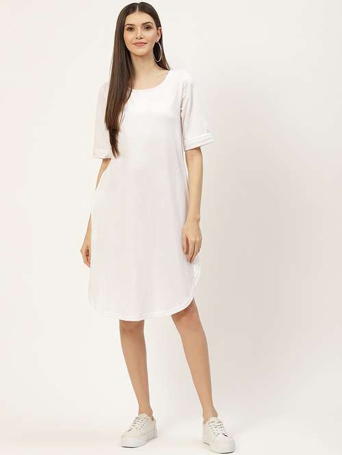 women solid round neck t-shirt dress - 21741924 -  Standard Image - 0