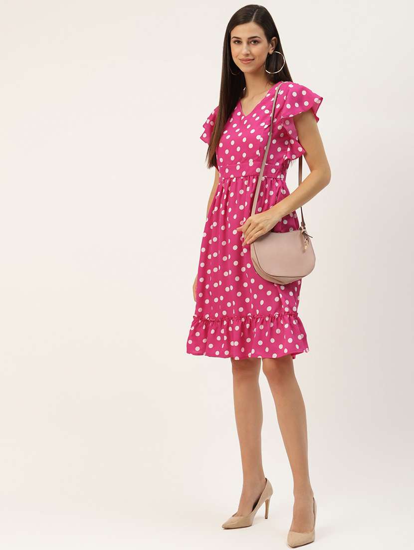 women polka doted ruffled sleeves a-line dress - 21741932 -  Standard Image - 1