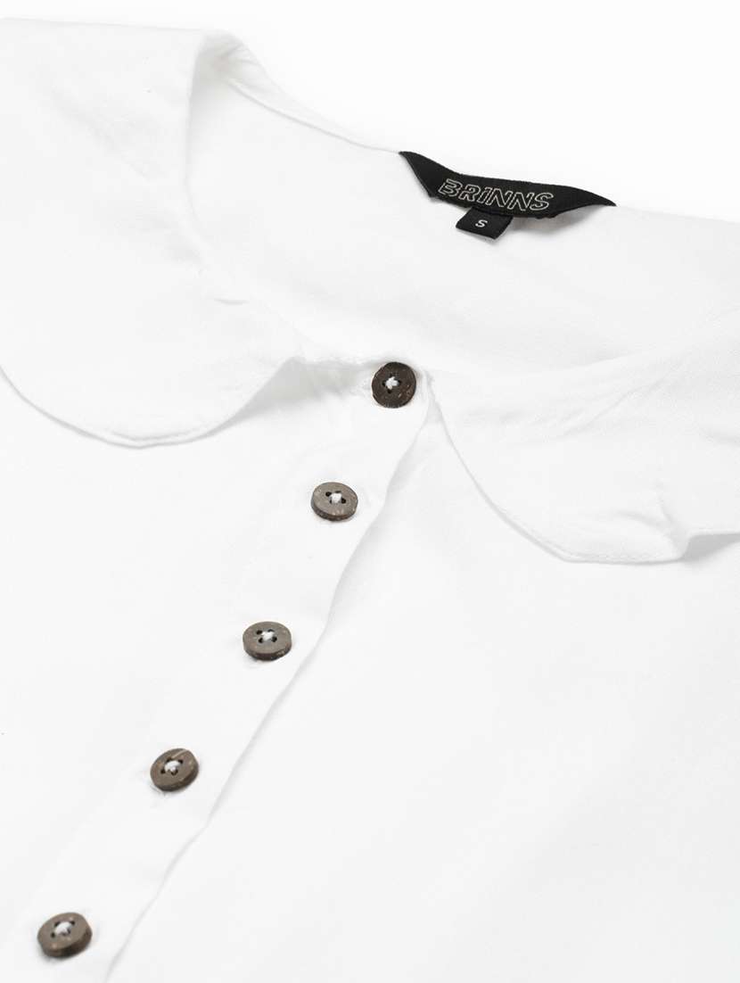 women solid puff sleeves a-line dress - 21741939 -  Standard Image - 4