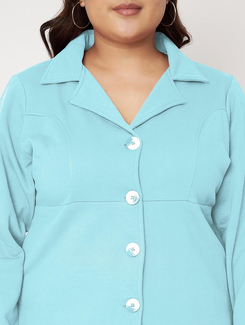 women plus size solid long sleeves regular coat - 21741950 - Standard Image - 4