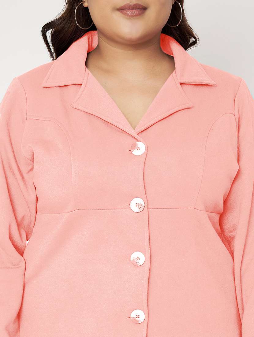 women plus size solid long sleeves regular coat - 21741953 -  Standard Image - 4