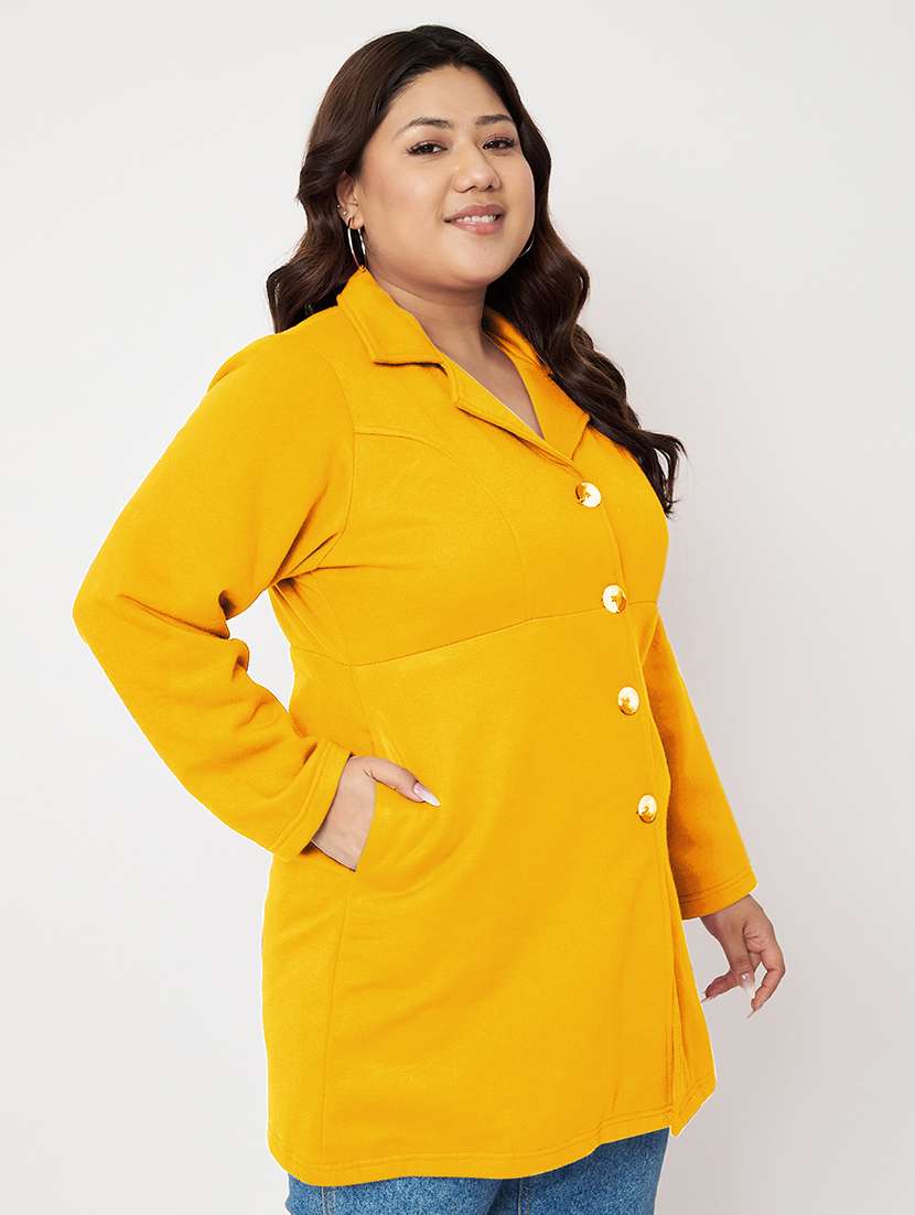 women plus size solid long sleeves regular coat - 21741954 -  Standard Image - 1