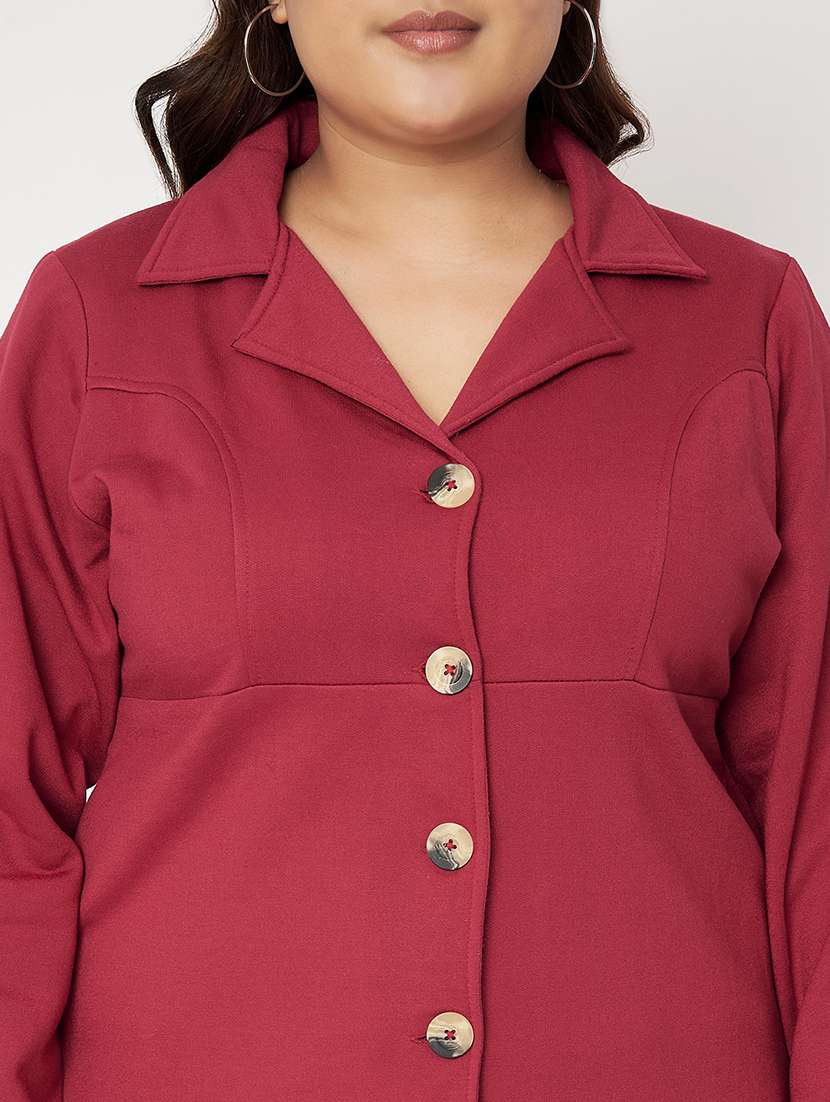 women plus size solid long sleeves regular coat - 21741956 -  Standard Image - 4