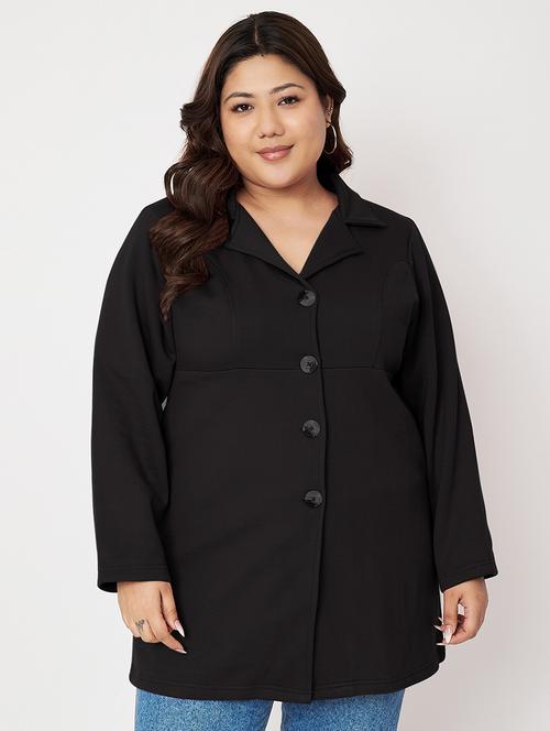 women plus size solid long sleeves regular coat - 21741959 - Standard Image - 0