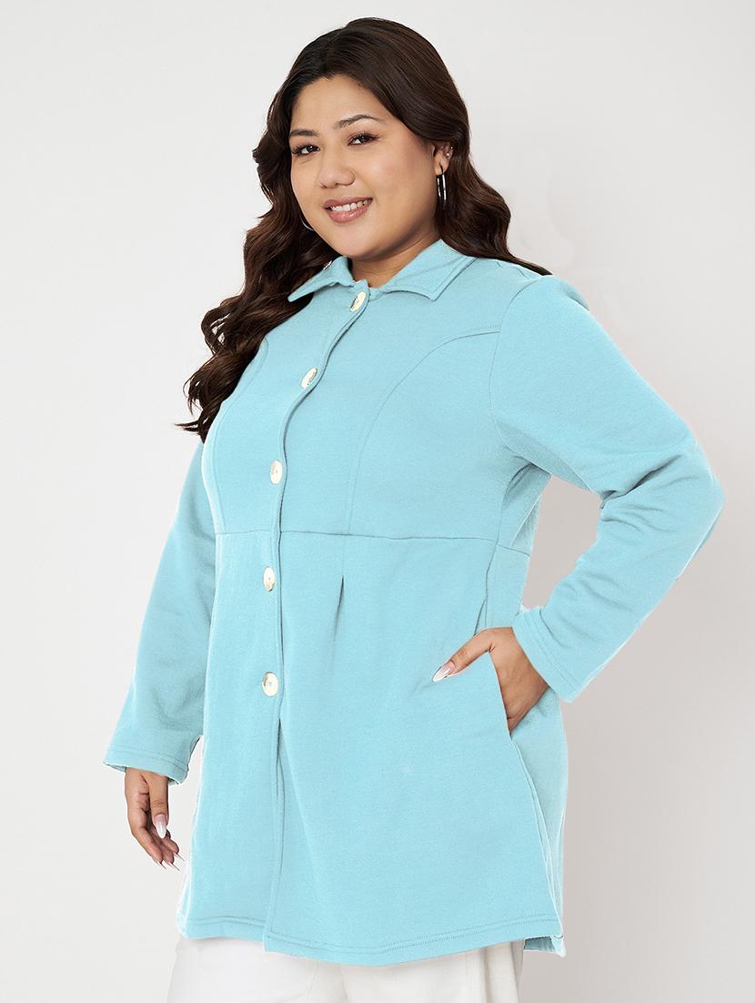 women plus size solid long sleeves regular coat - 21741961 - Standard Image - 1