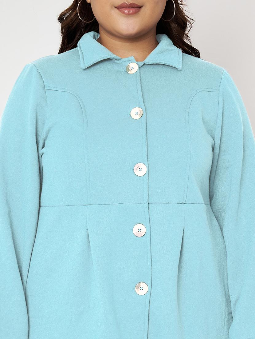 women plus size solid long sleeves regular coat - 21741961 - Standard Image - 4