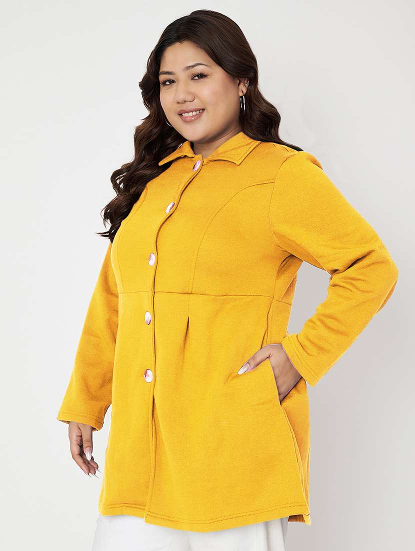women plus size solid long sleeves regular coat - 21741962 -  Standard Image - 1