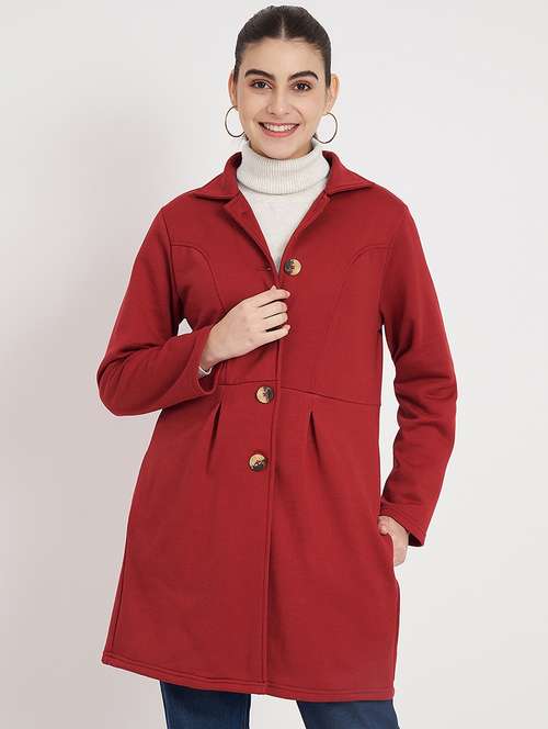  women solid long sleeves regular coat coat - 21741985 -  Standard Image - 0