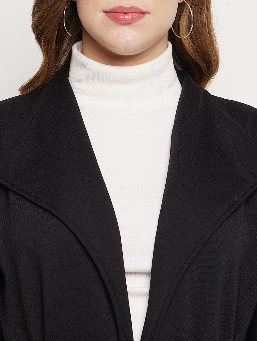 women solid long sleeves regular coat - 21741991 - Standard Image - 4