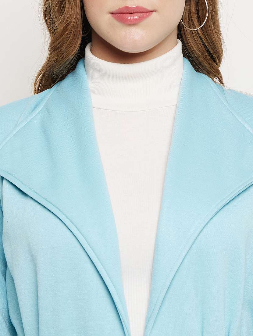 women solid long sleeves regular coat - 21741998 -  Standard Image - 4