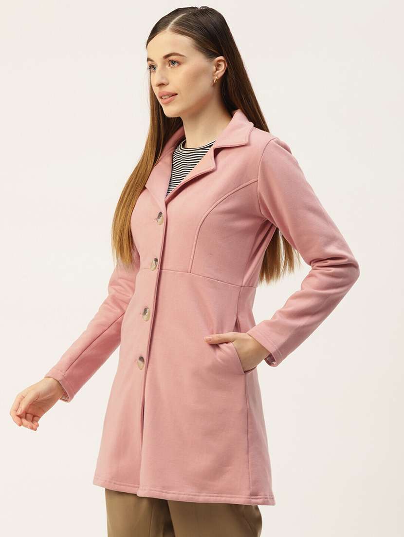 women solid long sleeves regular coat - 21742000 -  Standard Image - 1