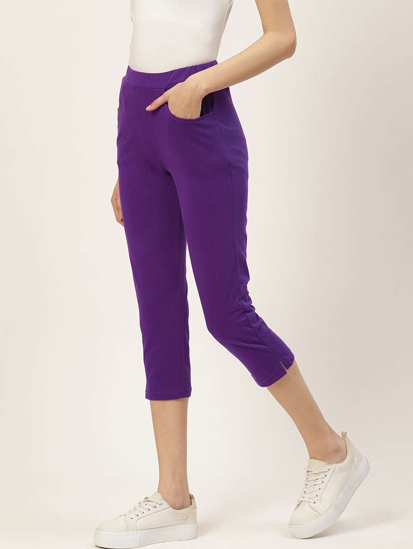 women solid mid rise slim fit capri - 21742014 -  Standard Image - 1