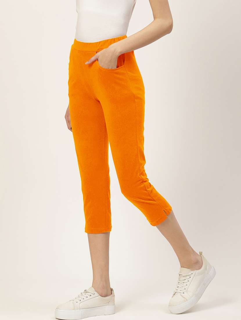 women solid mid rise slim fit capri - 21742018 -  Standard Image - 1