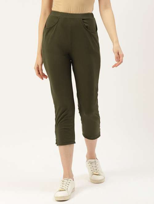women solid mid rise slim fit capri - 21742021 - Standard Image - 0