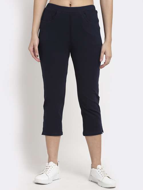 women solid mid rise slim fit capri - 21742022 -  Standard Image - 0