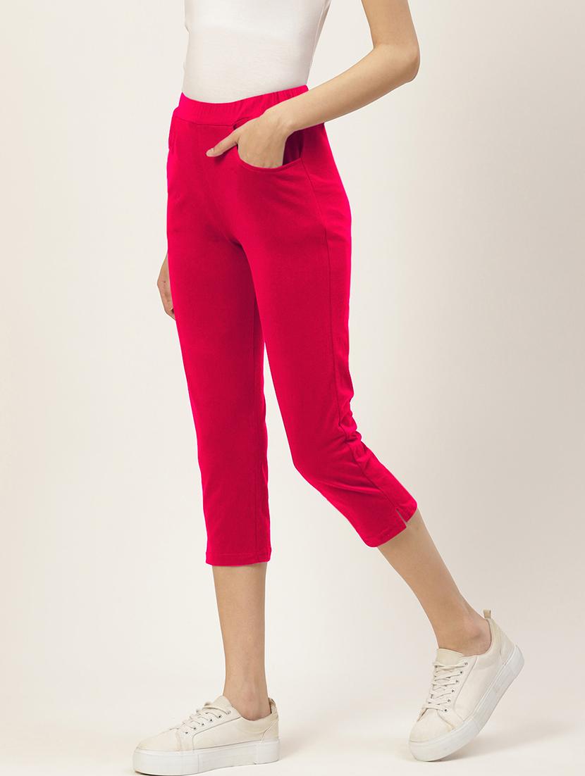 women solid mid rise slim fit capri - 21742024 - Standard Image - 1