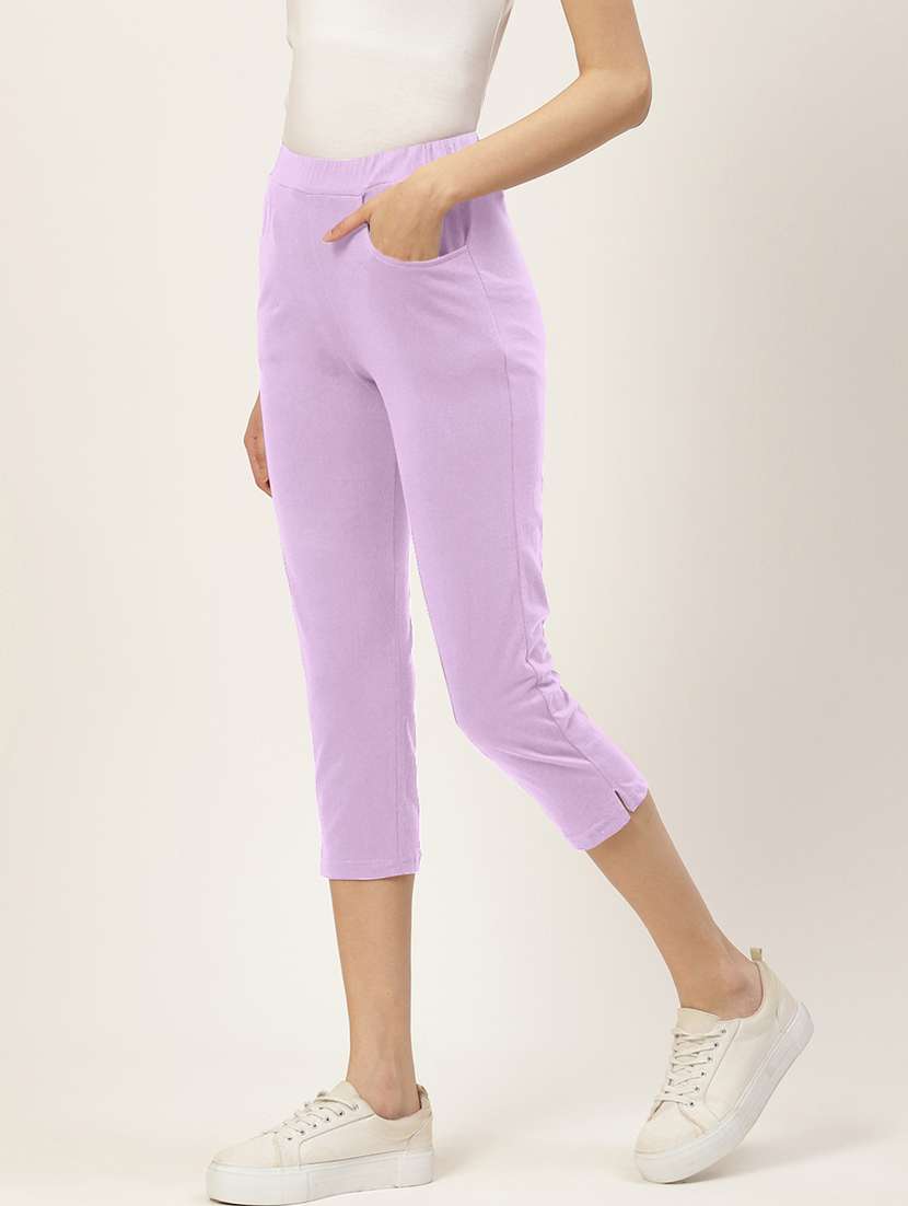 women solid mid rise slim fit capri - 21742027 -  Standard Image - 1