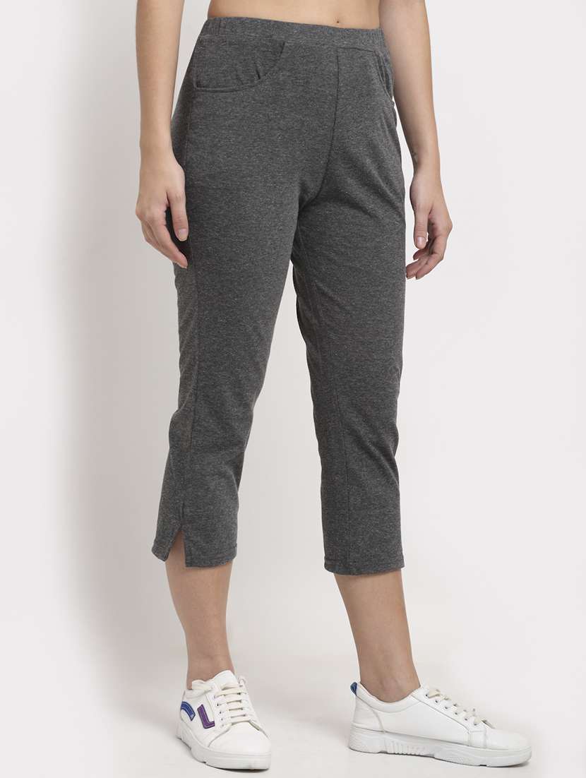 women solid mid rise slim fit capri - 21742029 -  Standard Image - 1
