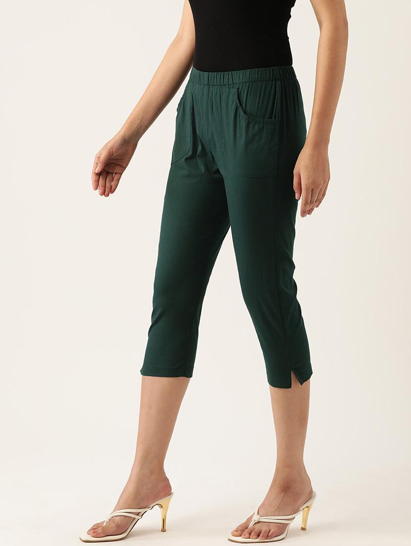 women solid mid rise slim fit capri - 21742034 - Standard Image - 1