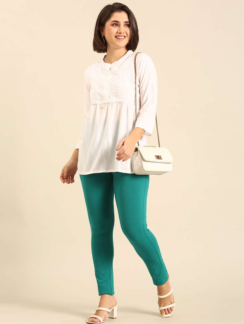 women solid mid rise cigarette pants - 21742137 -  Standard Image - 4