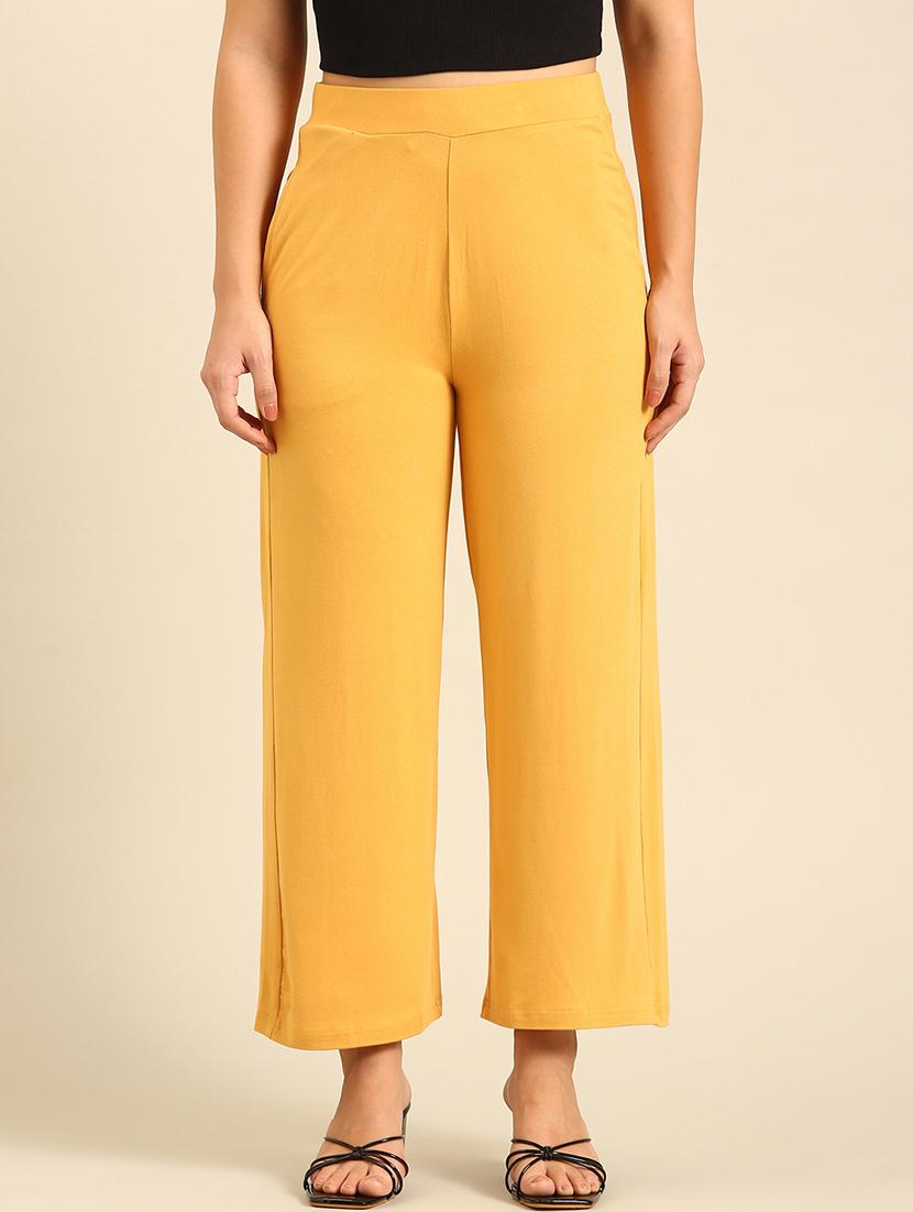 women solid high rise wide leg trouser - 21742147 - Zoom Image - 0