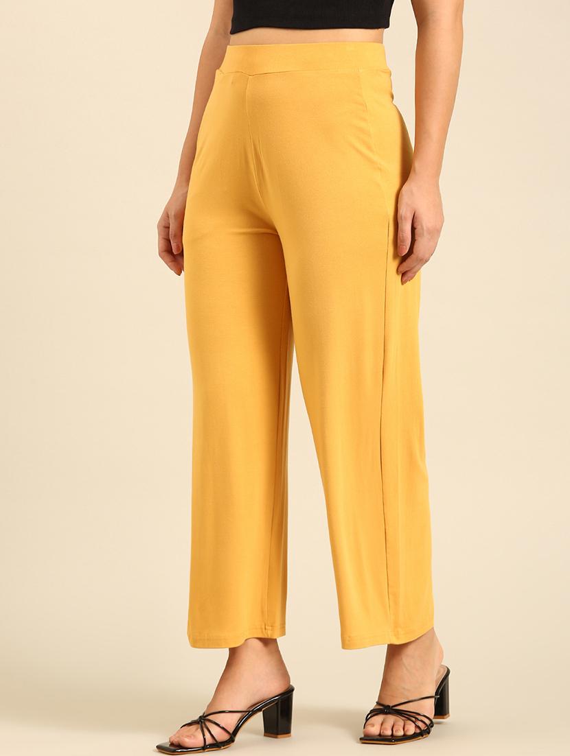 women solid high rise wide leg trouser - 21742147 - Standard Image - 1