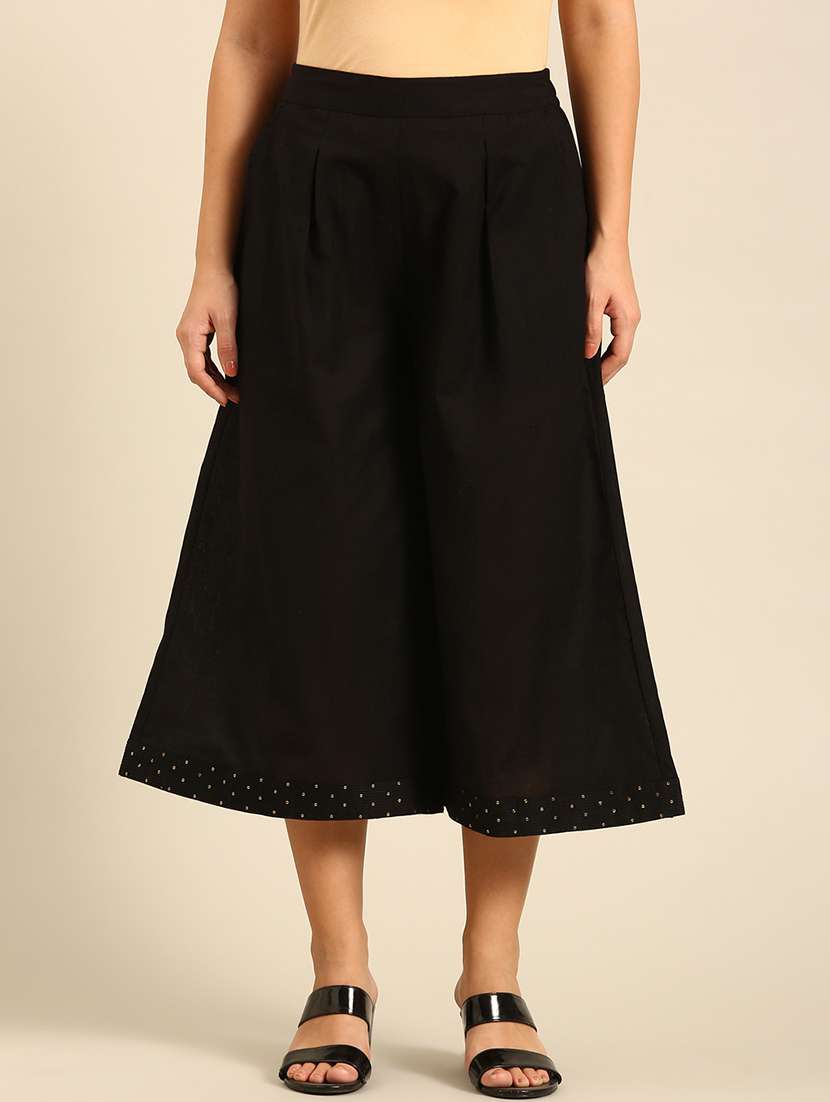 women solid high rise culottes 