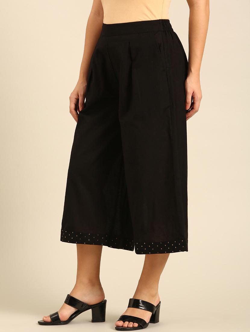 women solid high rise culottes - 21742151 - Standard Image - 1
