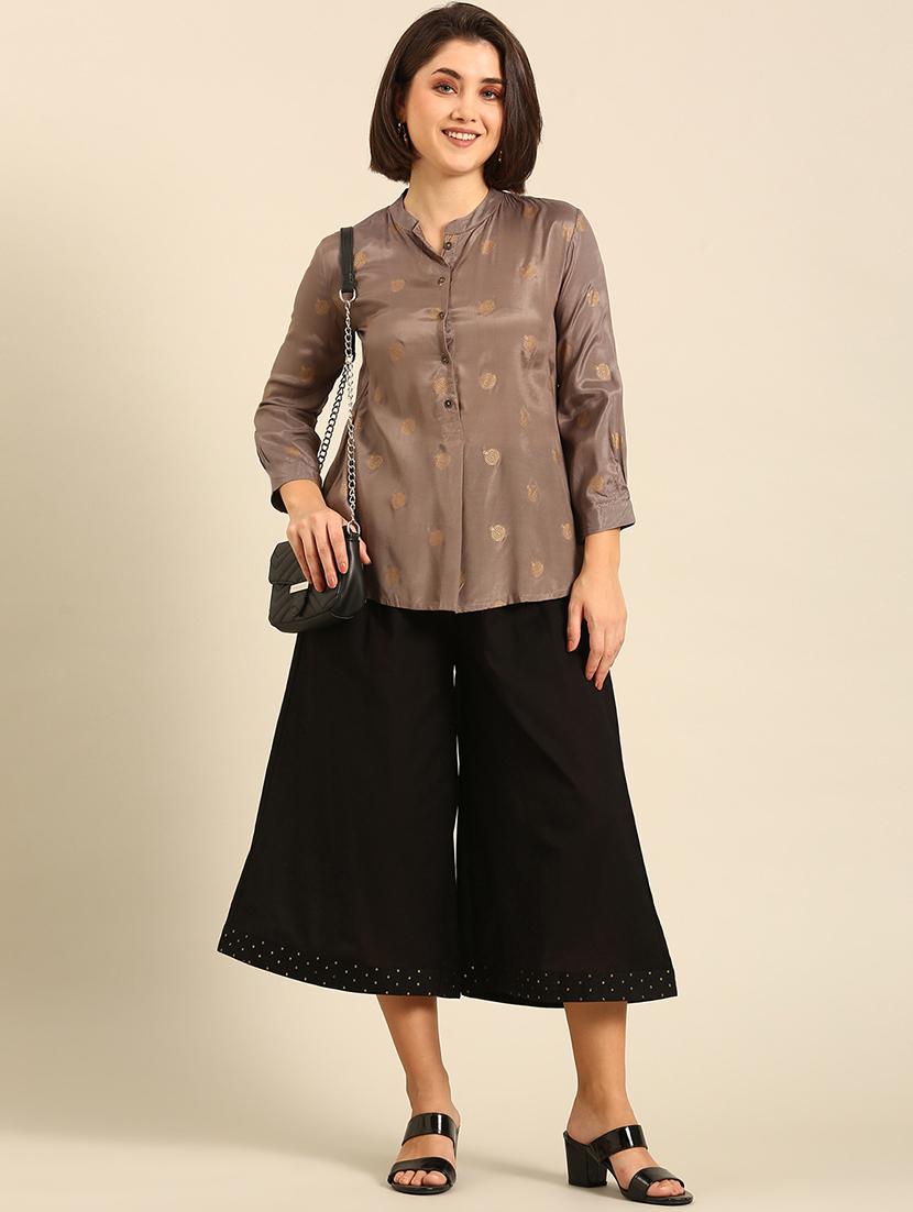 women solid high rise culottes - 21742151 - Standard Image - 4