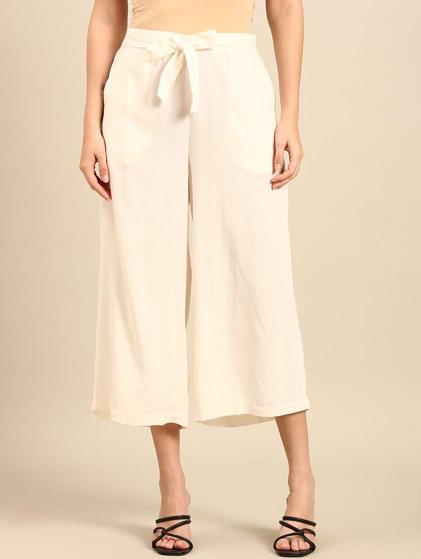 women solid high rise culottes 