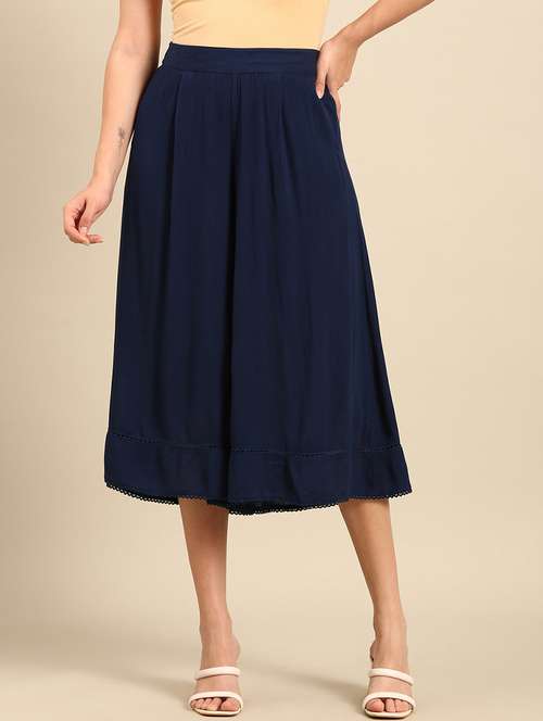 women solid high rise culottes - 21742155 - Standard Image - 0