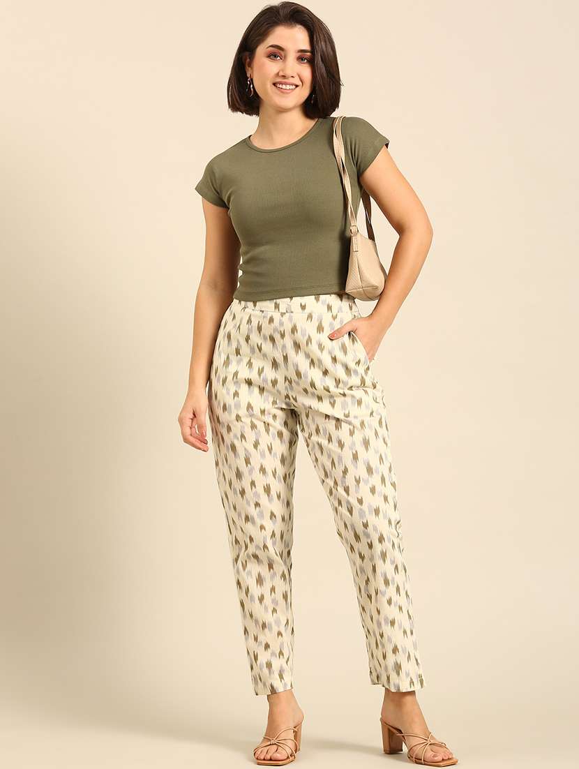 women printed mid rise tapered pant - 21742159 -  Standard Image - 4