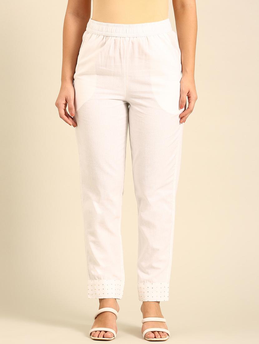 women solid mid rise cigarette pants - 21742161 - Zoom Image - 0