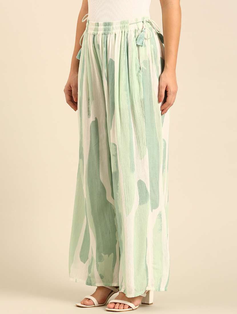 women printed high rise wide leg trouser - 21742166 -  Standard Image - 1