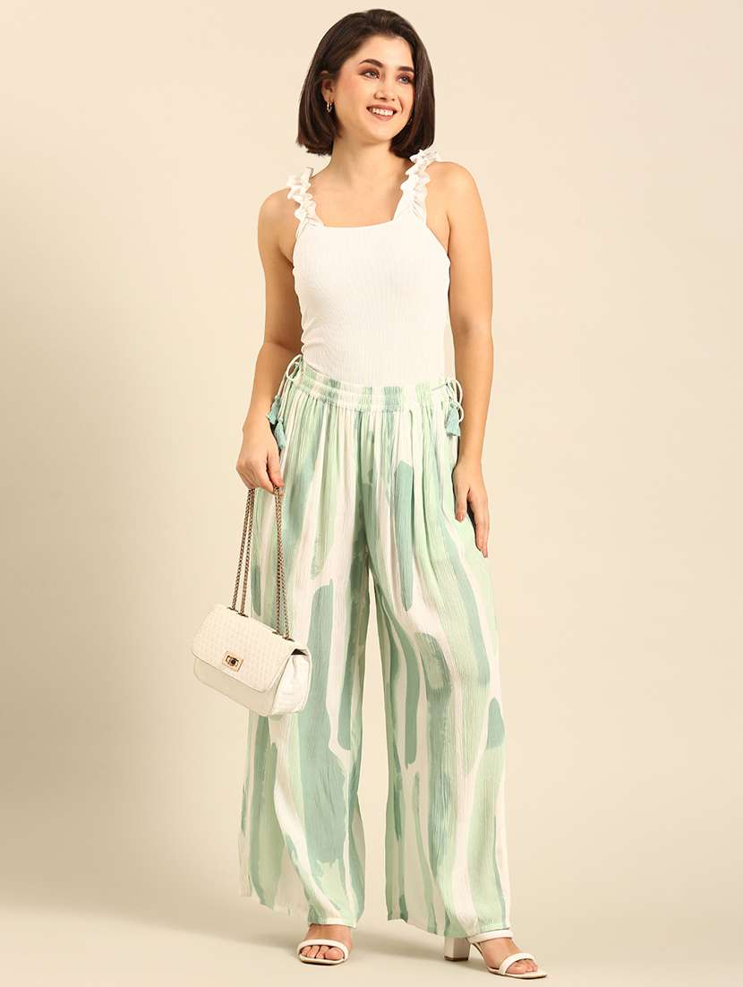 women printed high rise wide leg trouser - 21742166 -  Standard Image - 4