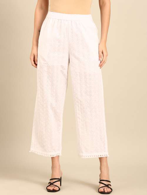 women solid mid rise straight shichlli pant - 21742167 - Standard Image - 0